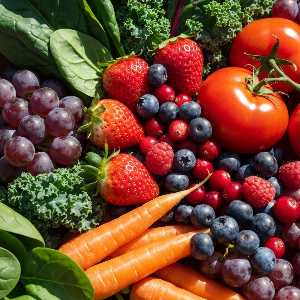 Vibrant antioxidant-rich plant-based foods